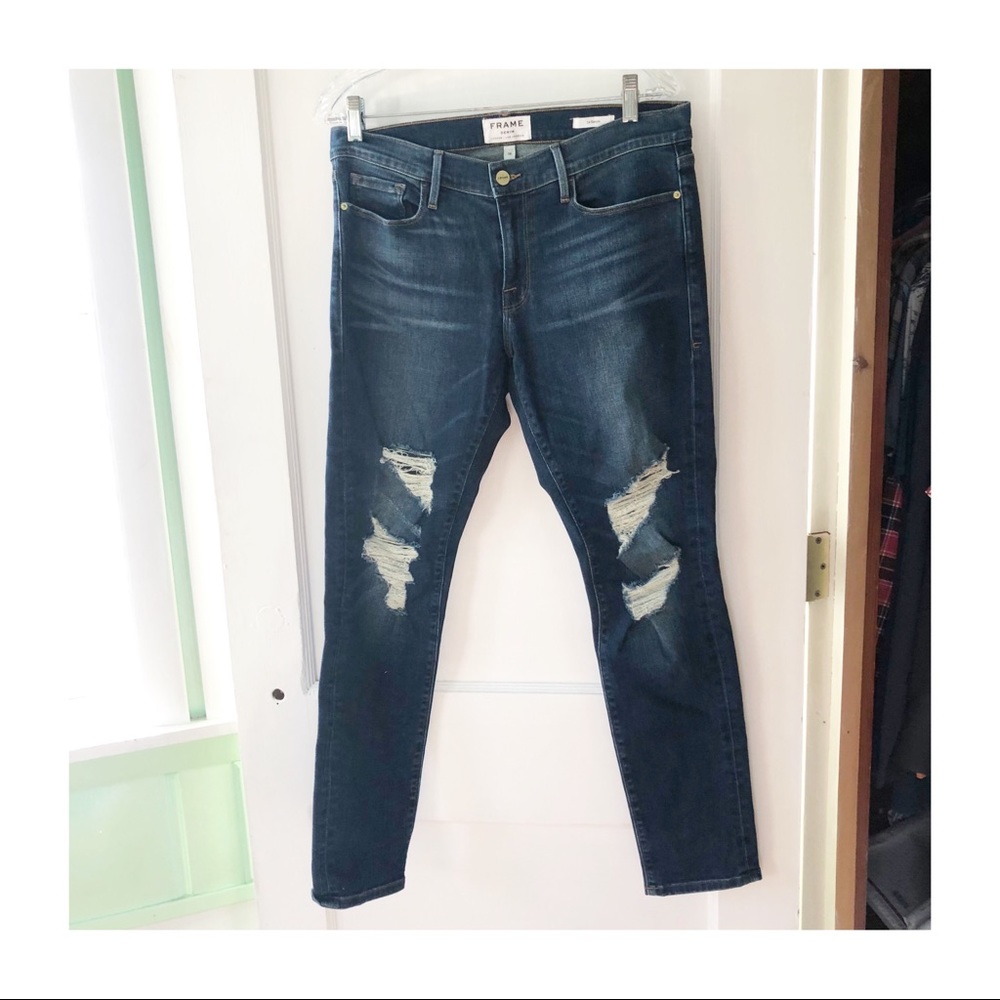 Frame Le Garçon Distressed Skinny Jeans